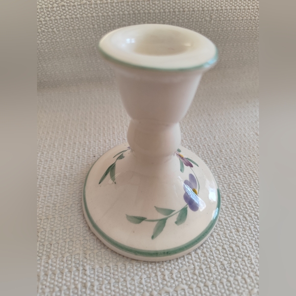 Vintage Porcelain Candle Holder with purple followers. - Picture 2 of 8